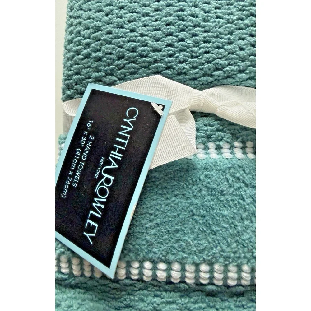 Cynthia Rowley Hand Towels Blue Green Cotton 16x30